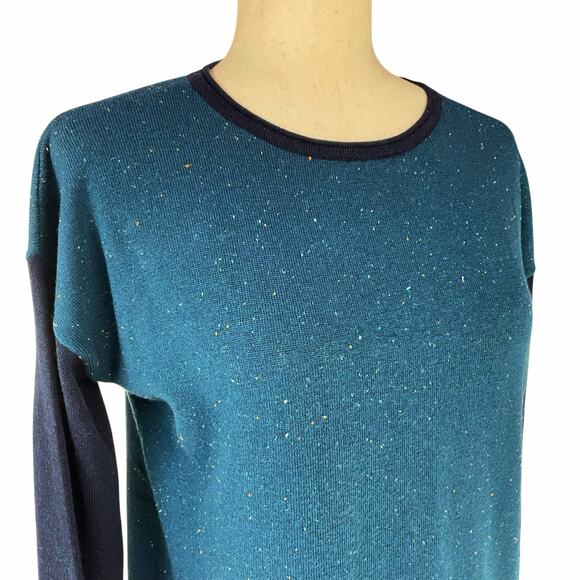 SMARTWOOL Women's Shadow Pine Colorblock Crew Sweater Twilight Blue Donegal Sz S - Picture 4 of 9